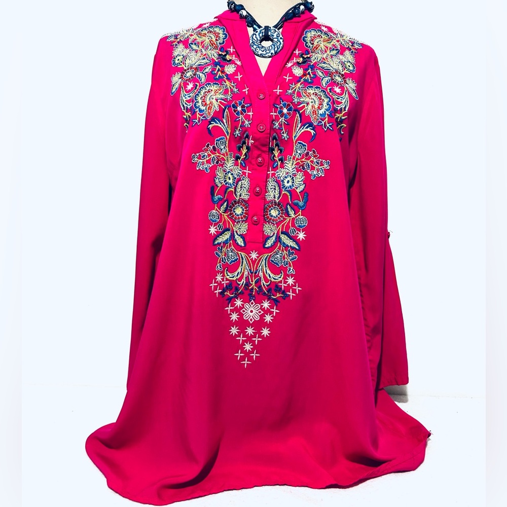 Luna Moon Boho Embroidered Tunic Top